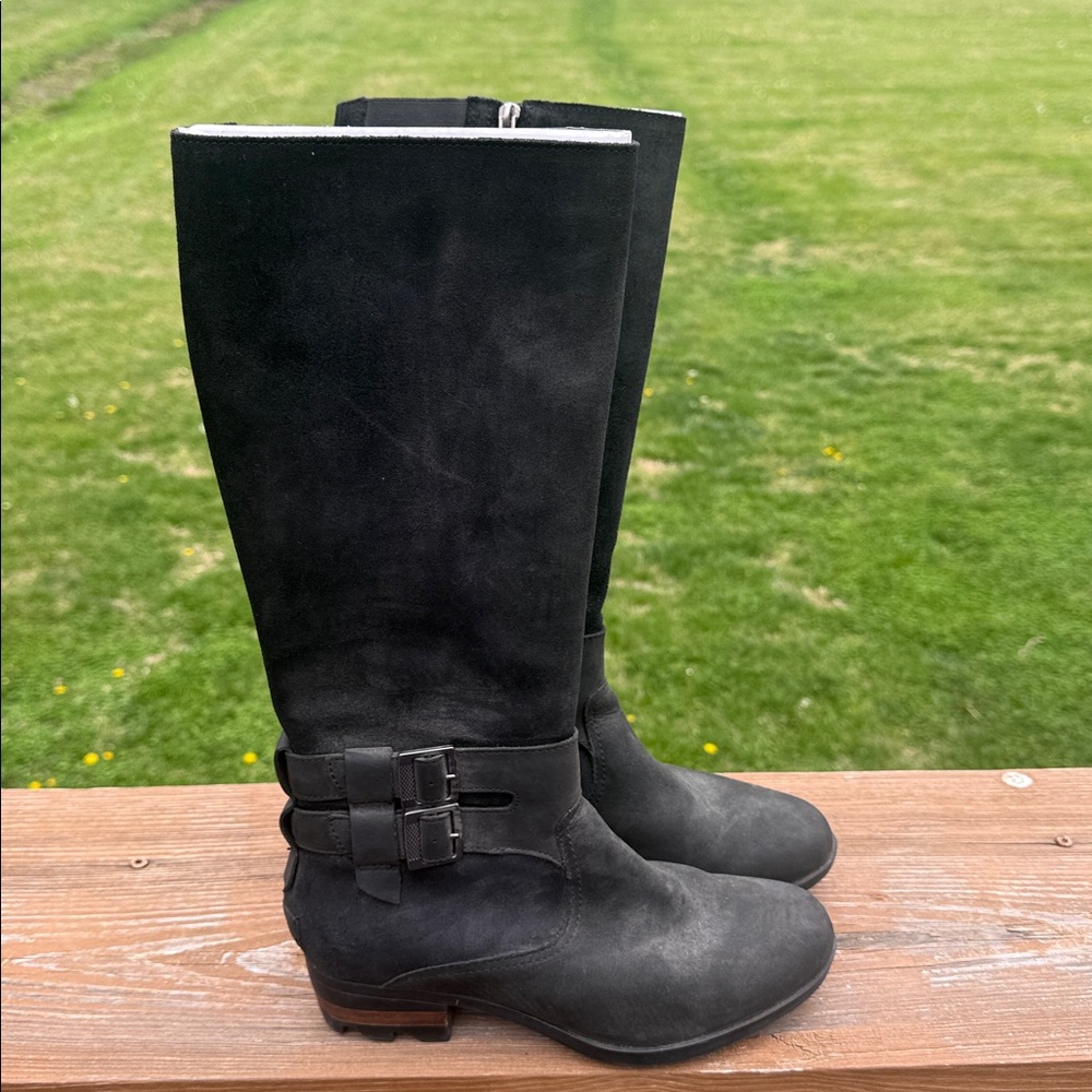 Sorel Lola II Tall Leather Boots Black Size 8.5 - Picture 5 of 12